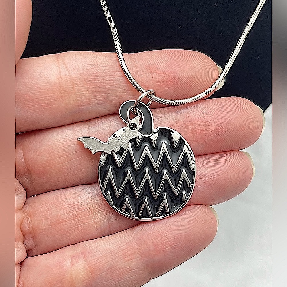 Halloween Pumpkin and Bat Necklace